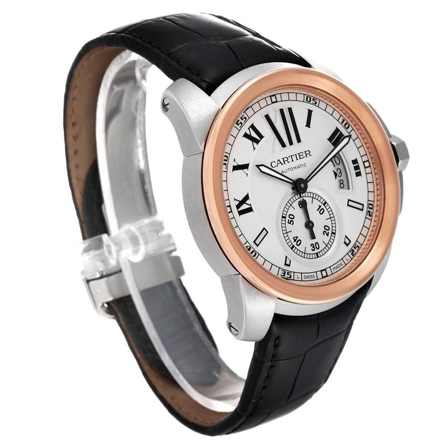 Cartier Calibre Diver Stahl-Rosgold-Silber-Zifferblattuhr W7100036 im Zustand „Hervorragend“ im Angebot in Atlanta, GA