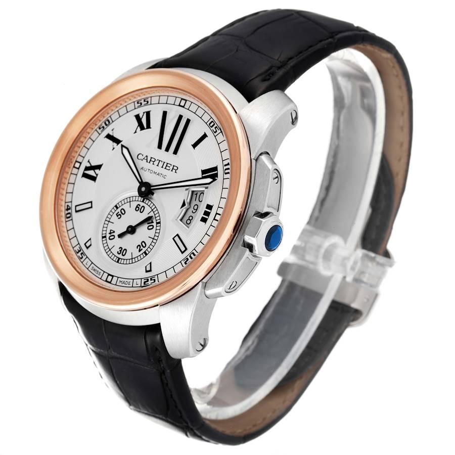 Cartier Calibre Diver Stahl-Rosgold-Silber-Zifferblattuhr W7100036 Herren im Angebot