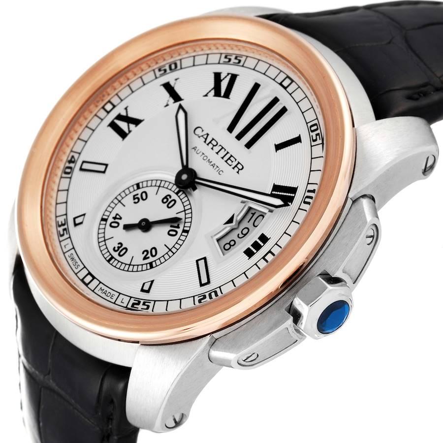 Cartier Calibre Diver Stahl-Rosgold-Silber-Zifferblattuhr W7100036 im Angebot 1