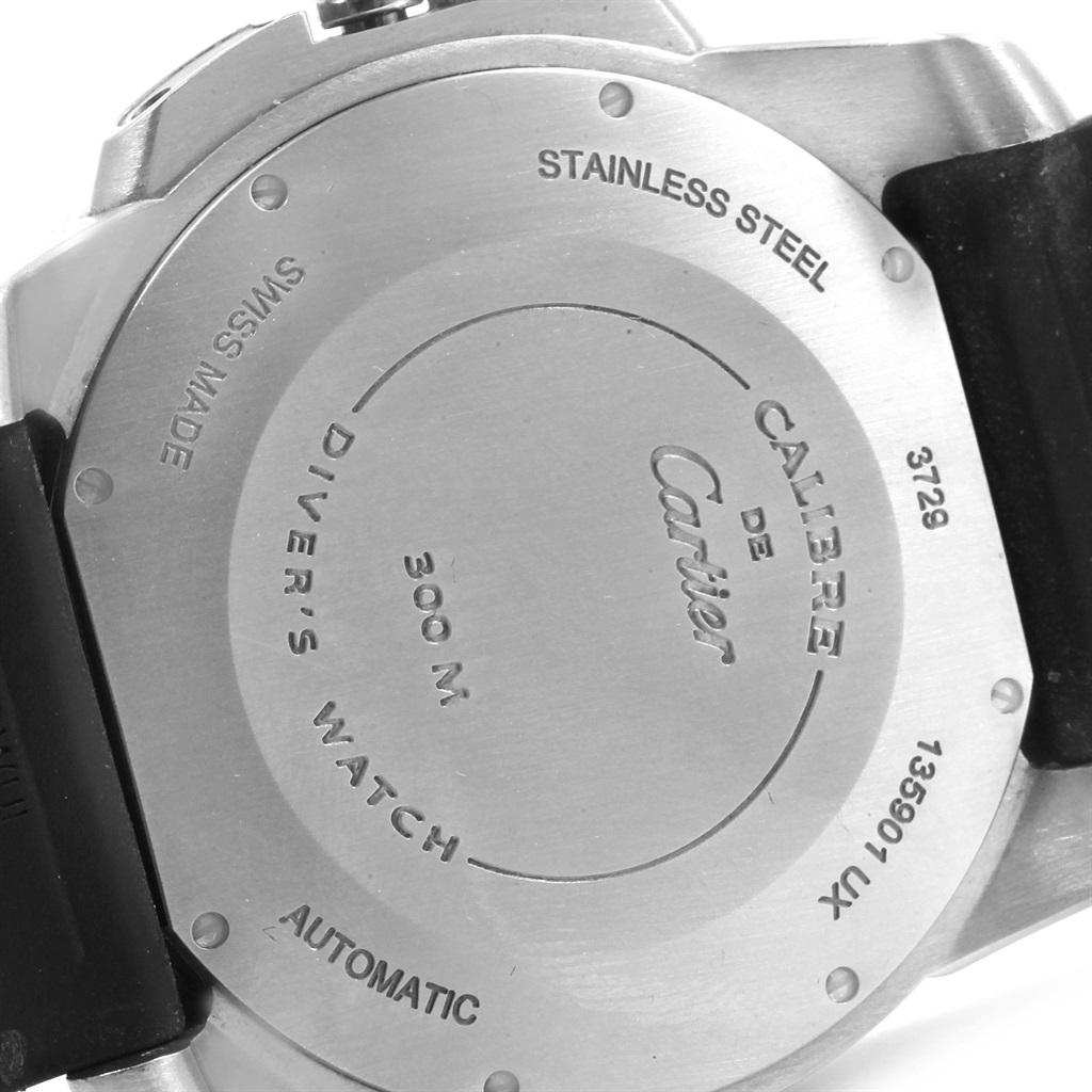 Cartier Calibre Divers Black Dial Rubber Strap Men's Watch W7100056 For Sale 4