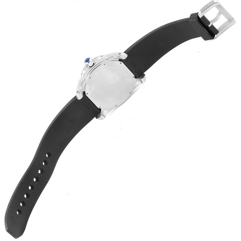 Cartier Calibre Divers Black Dial Rubber Strap Men's Watch W7100056 For Sale 1
