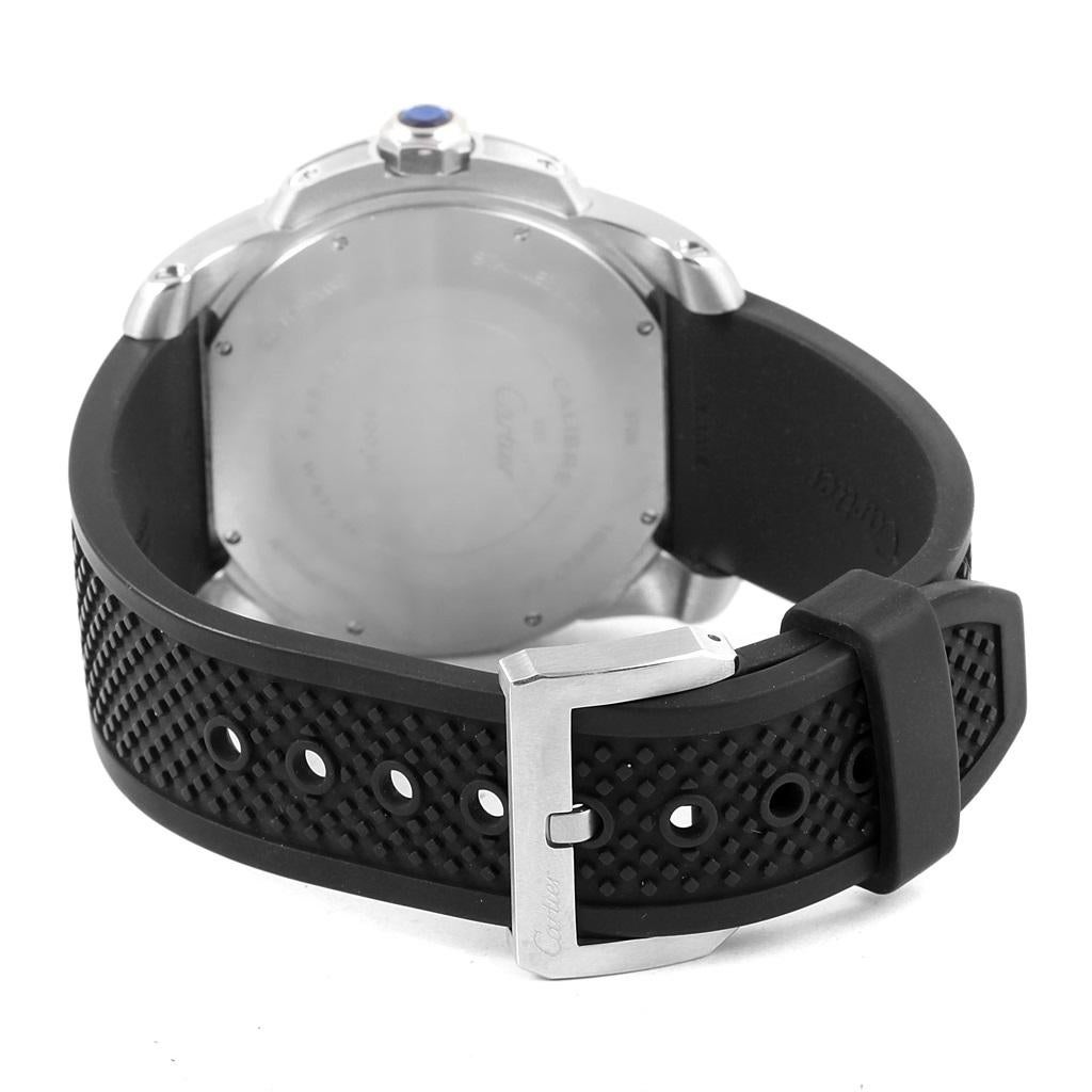 Cartier Calibre Divers Black Dial Rubber Strap Men's Watch W7100056 For Sale 2