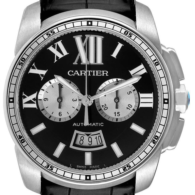 Cartier Calibre Divers Black Dial Rubber Strap Mens Watch W7100060 For