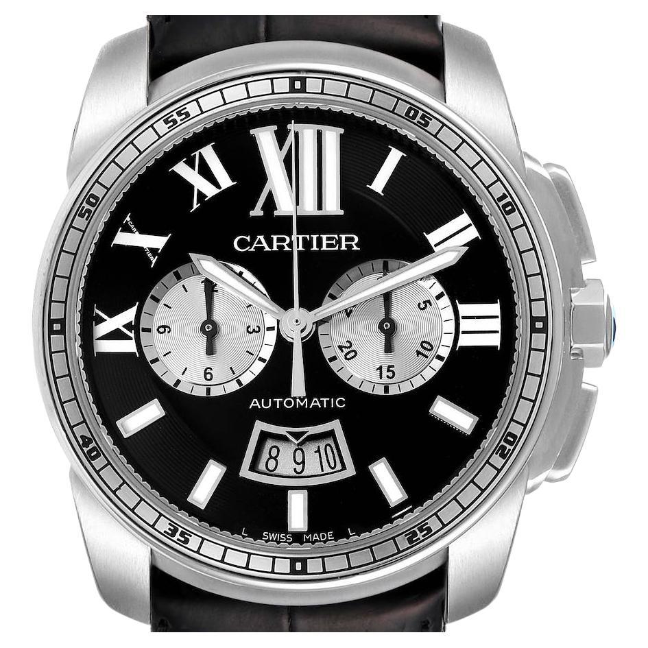 Cartier Calibre Divers Montre homme à cadran noir et bracelet caoutchouc W7100060 en vente