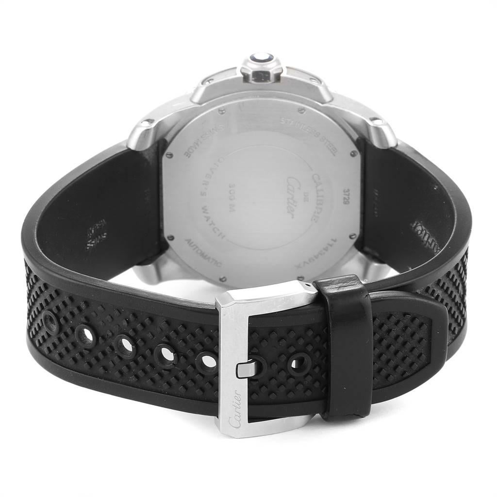Cartier Calibre Divers Black Rubber Strap Steel Men's Watch W7100056 4