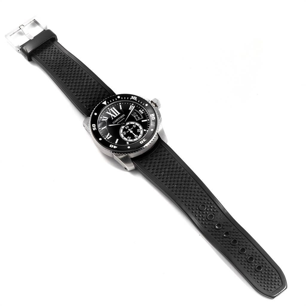 Cartier Calibre Divers Black Rubber Strap Steel Men's Watch W7100056 6