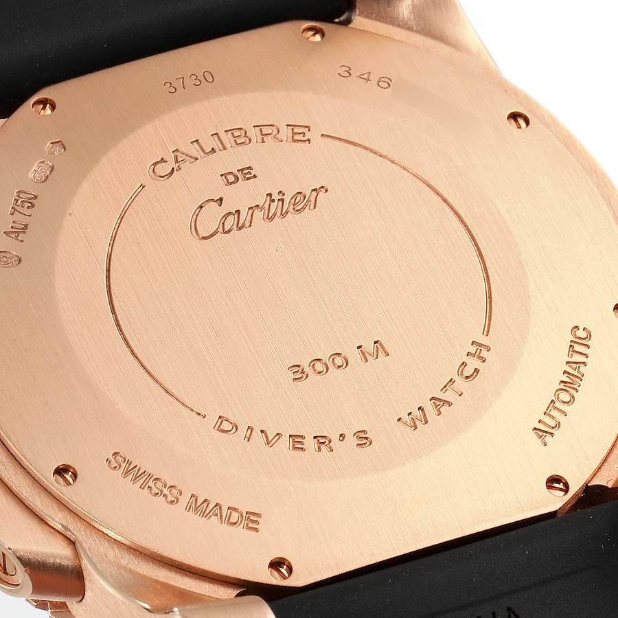 Cartier Calibre Rose Gold Black Dial Automatic Mens Watch W7100052 Box Papers In Excellent Condition In Atlanta, GA