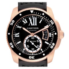 Cartier Calibre Rose Gold Black Dial Automatic Men's Watch W7100052
