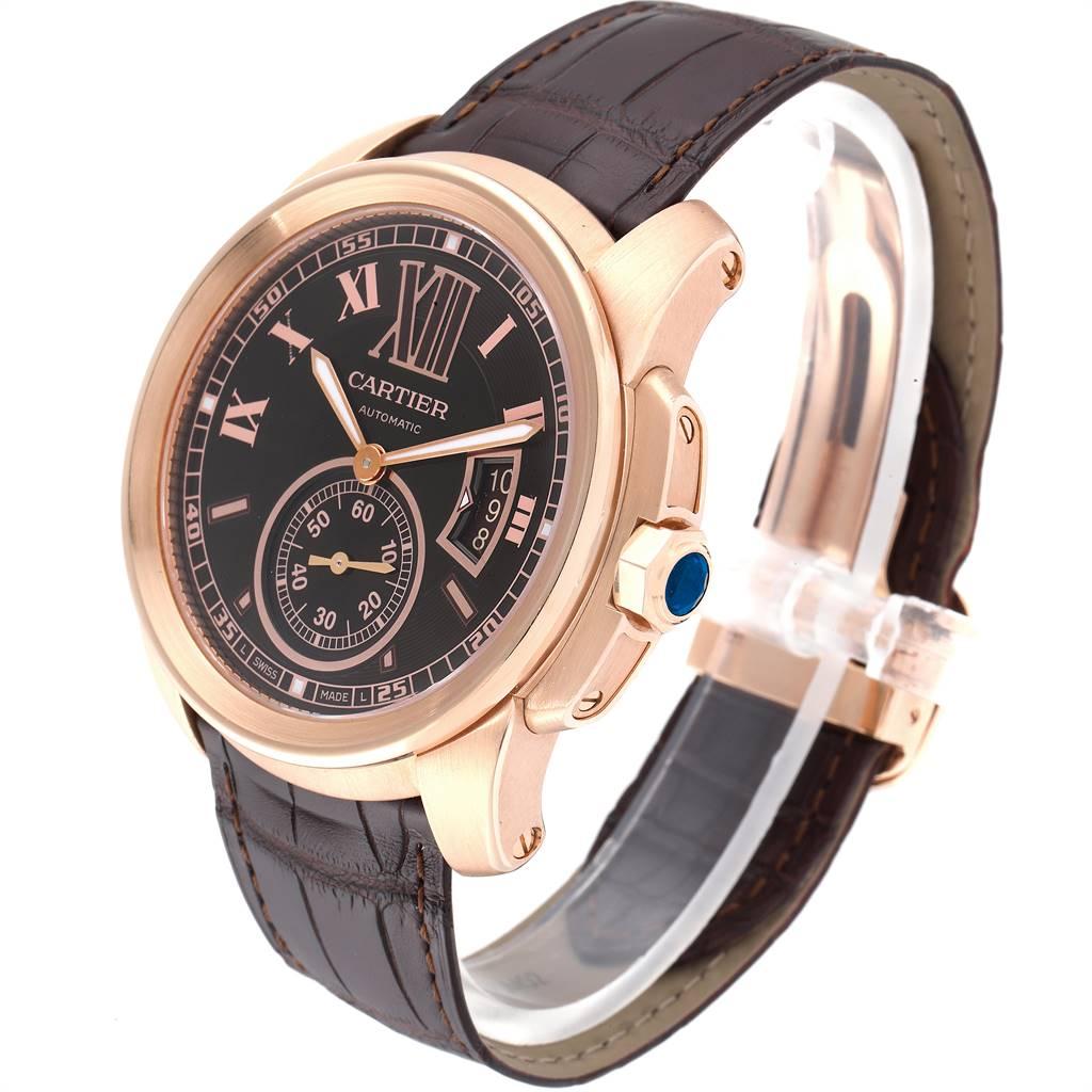 Cartier Calibre Rose Gold Brown Dial Automatic Men's Watch W7100007 Herren