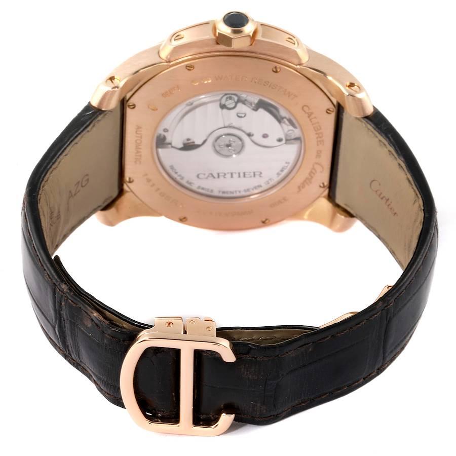 Men's Cartier Calibre Rose Gold Brown Dial Automatic Mens Watch W7100007