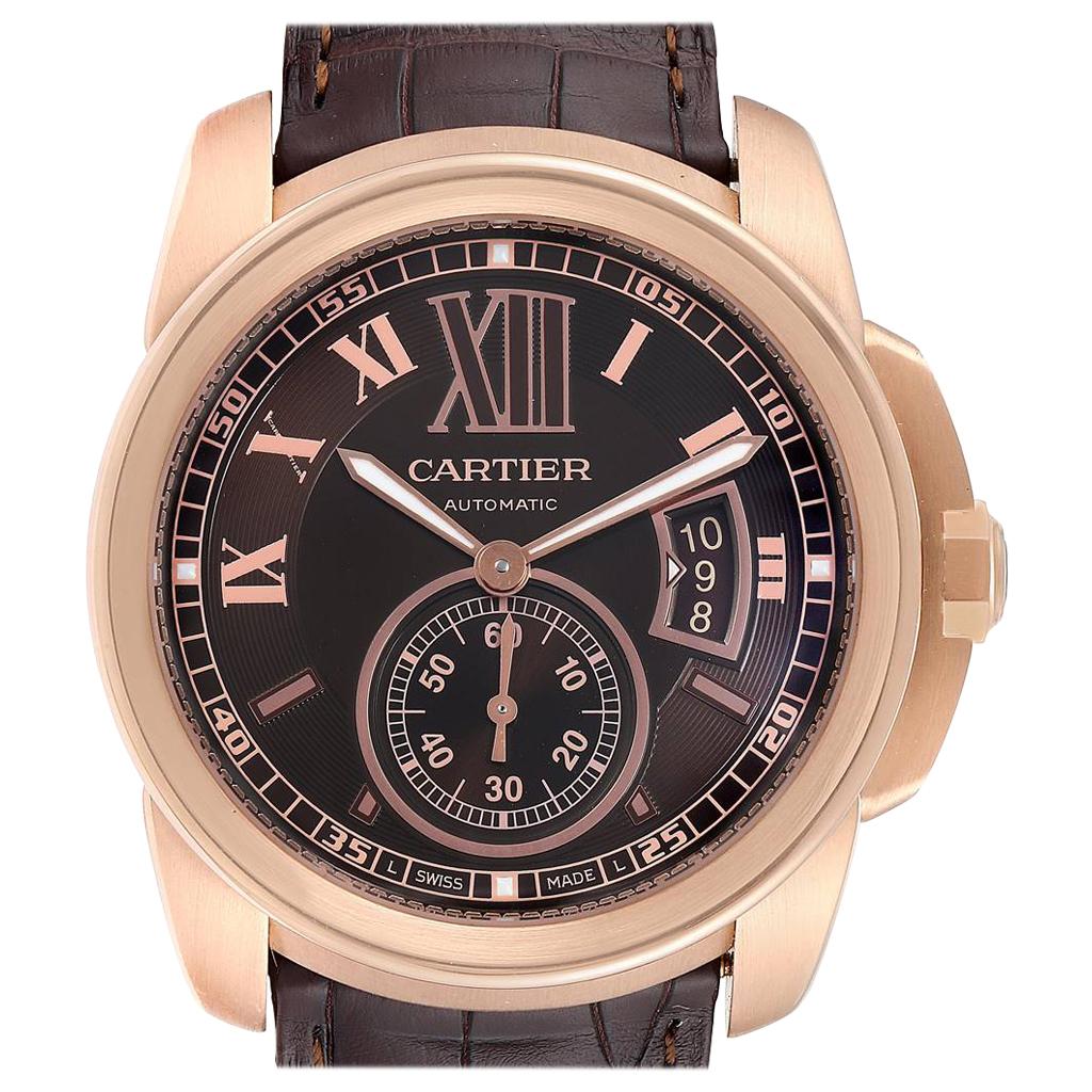 Cartier Calibre Rose Gold Brown Dial Automatic Men's Watch W7100007