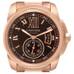 Cartier Calibre Rose Gold Brown Dial Automatic Mens Watch W7100007