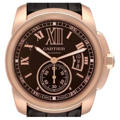 Cartier Calibre Rose Gold Brown Dial Automatic Mens Watch W7100007