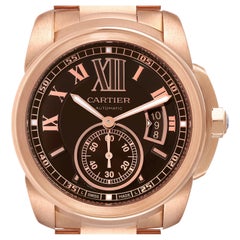 Cartier Calibre Rose Gold Brown Dial Automatic Mens Watch W7100040