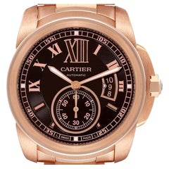 Cartier Calibre Rose Gold Brown Dial Automatic Mens Watch W7100040