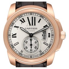 Cartier Calibre Rose Gold Silver Dial Automatic Mens Watch W7100009