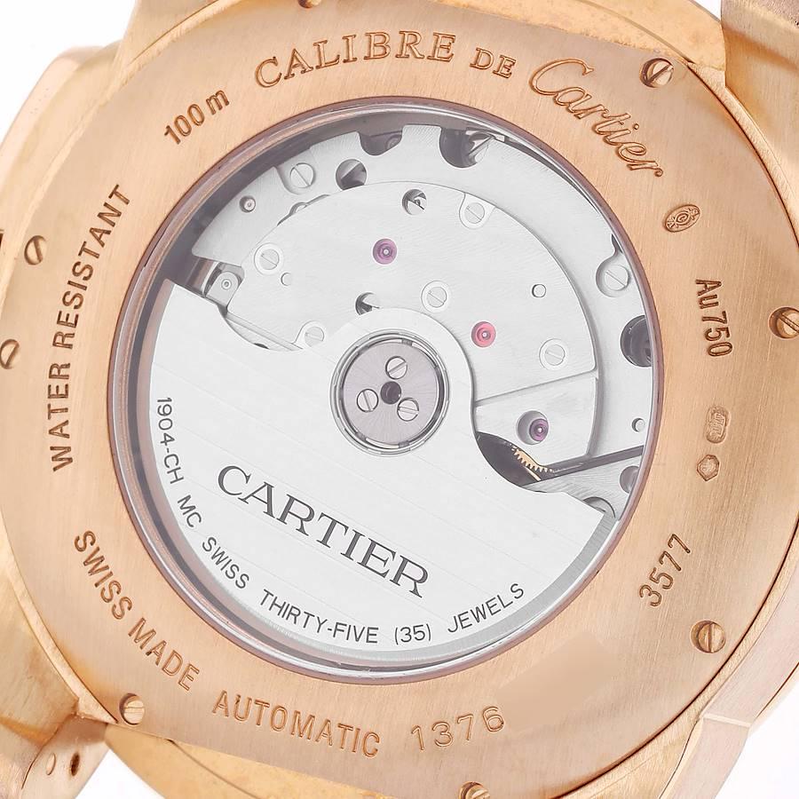 Cartier Calibre Silver Dial Rose Gold Chronograph Mens Watch W7100044 For Sale 1