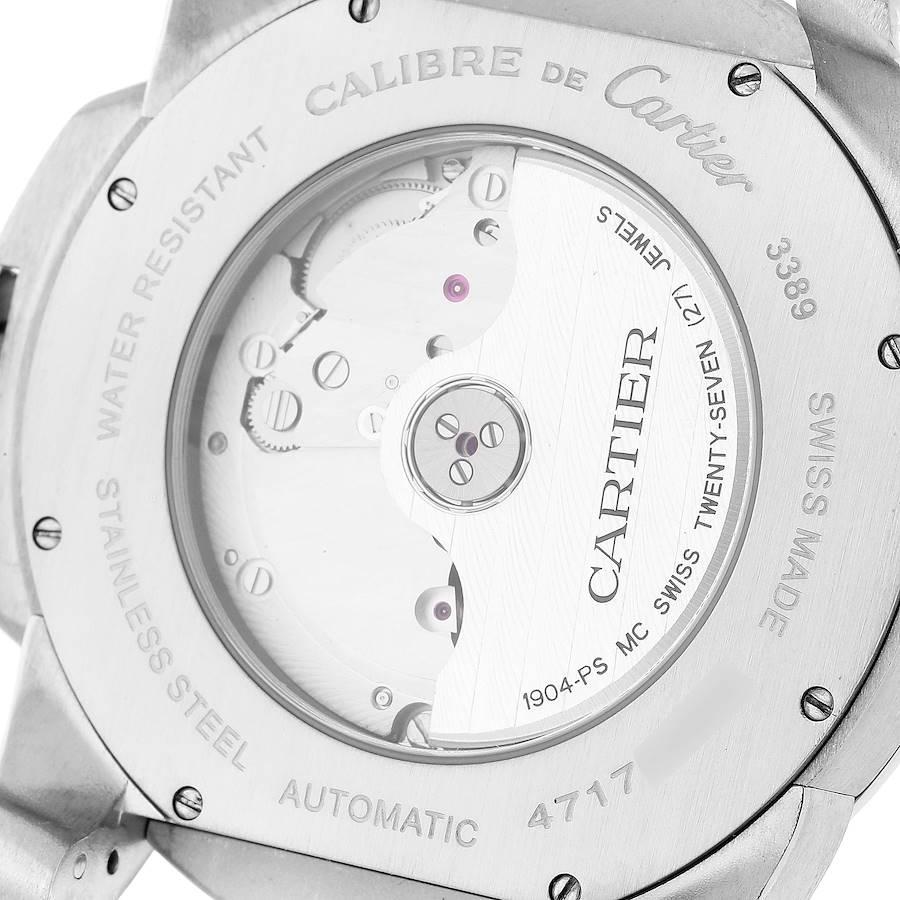 Cartier Calibre Silver Dial Stainless Steel Mens Watch W7100037 In Excellent Condition For Sale In Atlanta, GA