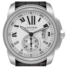 Cartier Calibre Silver Dial Stainless Steel Mens Watch W7100037