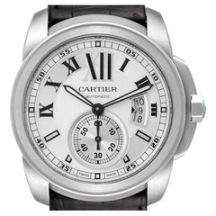 Cartier Calibre Silver Dial Stainless Steel Mens Watch W7100037