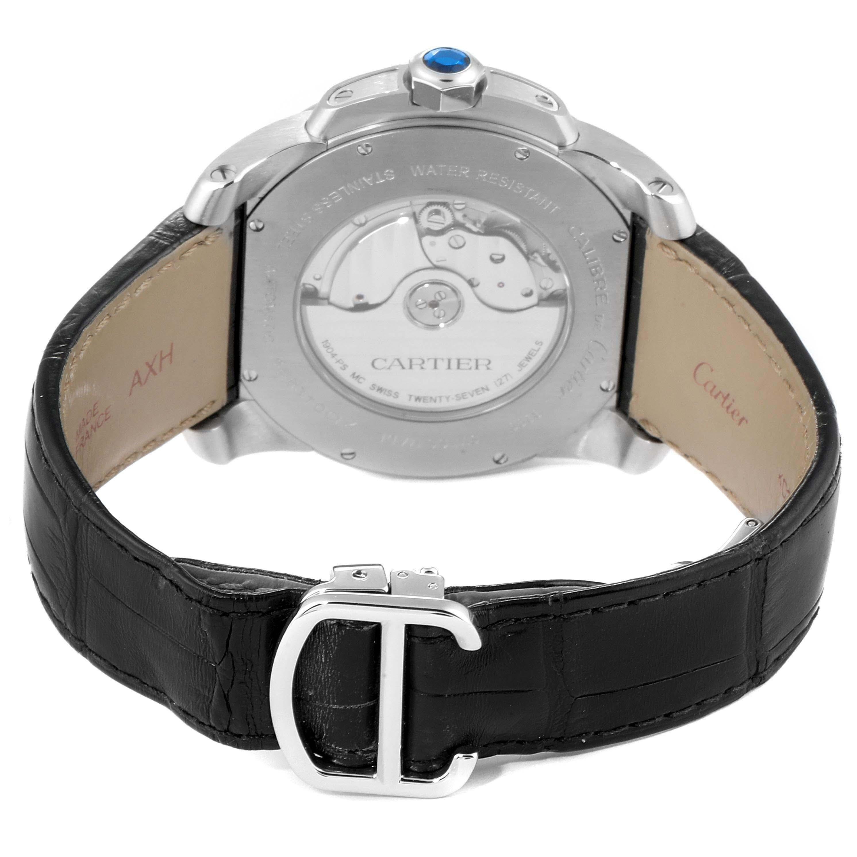 Cartier Calibre Silver Dial Steel Men’s Watch W7100037 Box For Sale 3