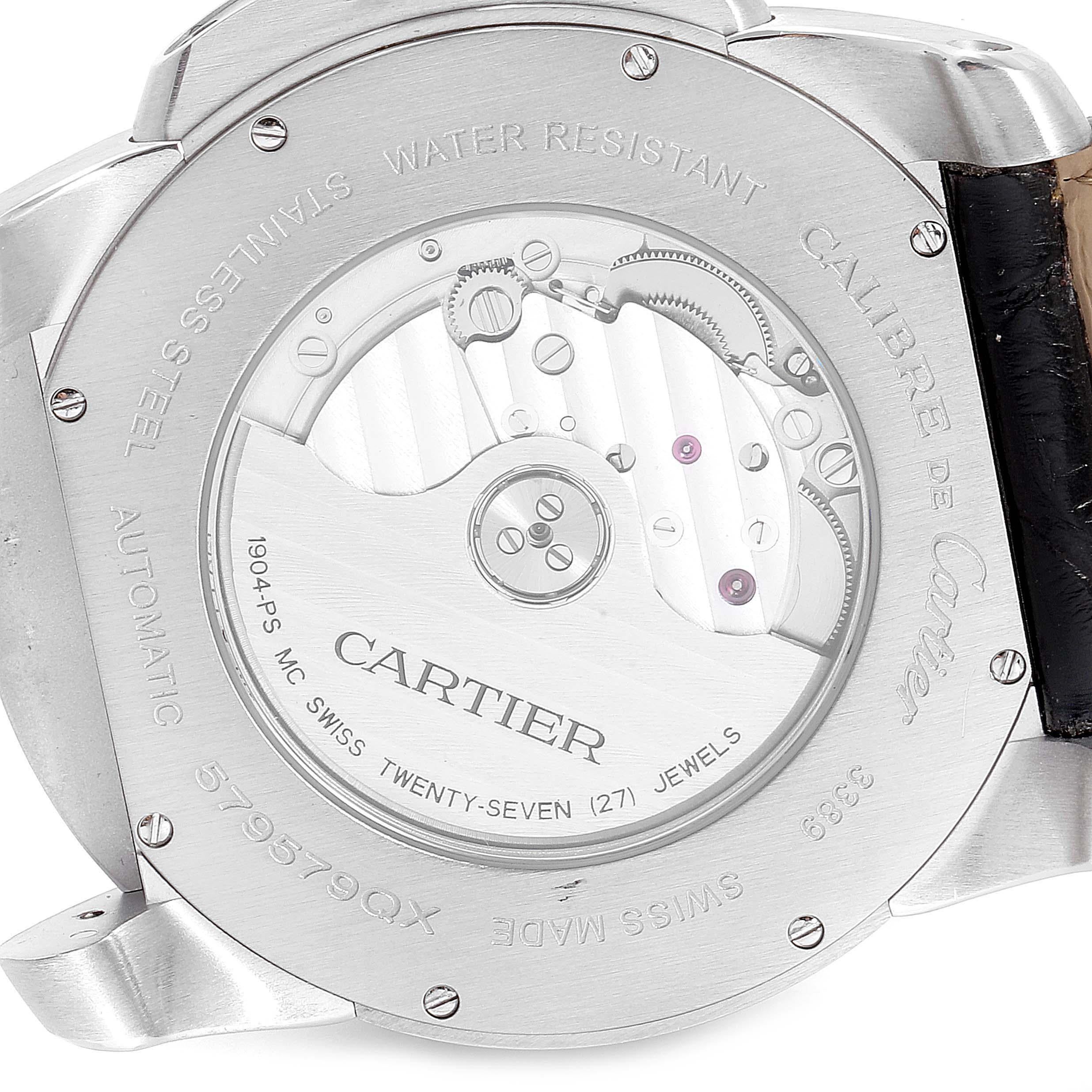 Cartier Calibre Silver Dial Steel Men's Watch W7100037 Box Papers 3
