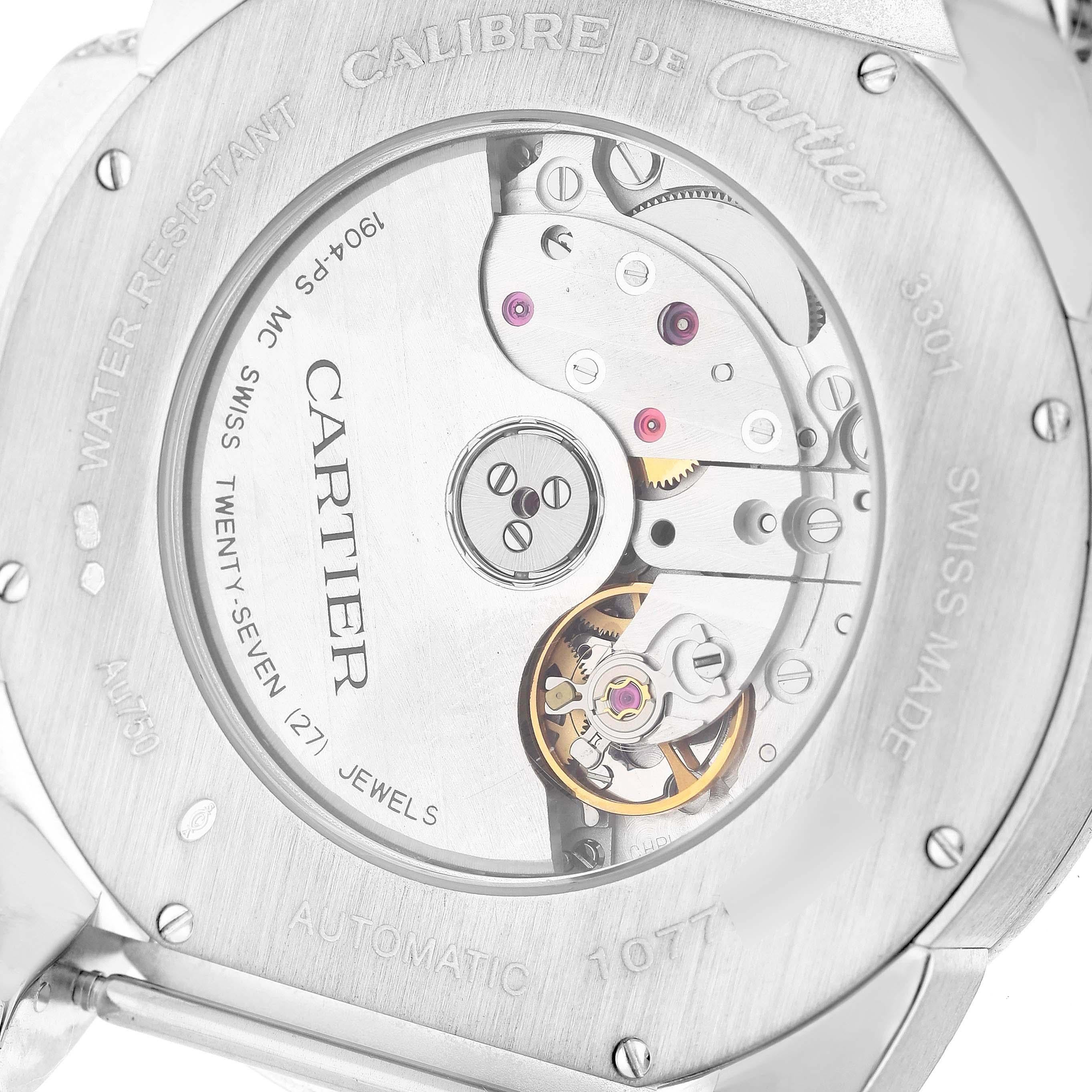 Cartier Calibre Silver Dial White Gold Diamond Mens Watch WF100007 Box Papers 2