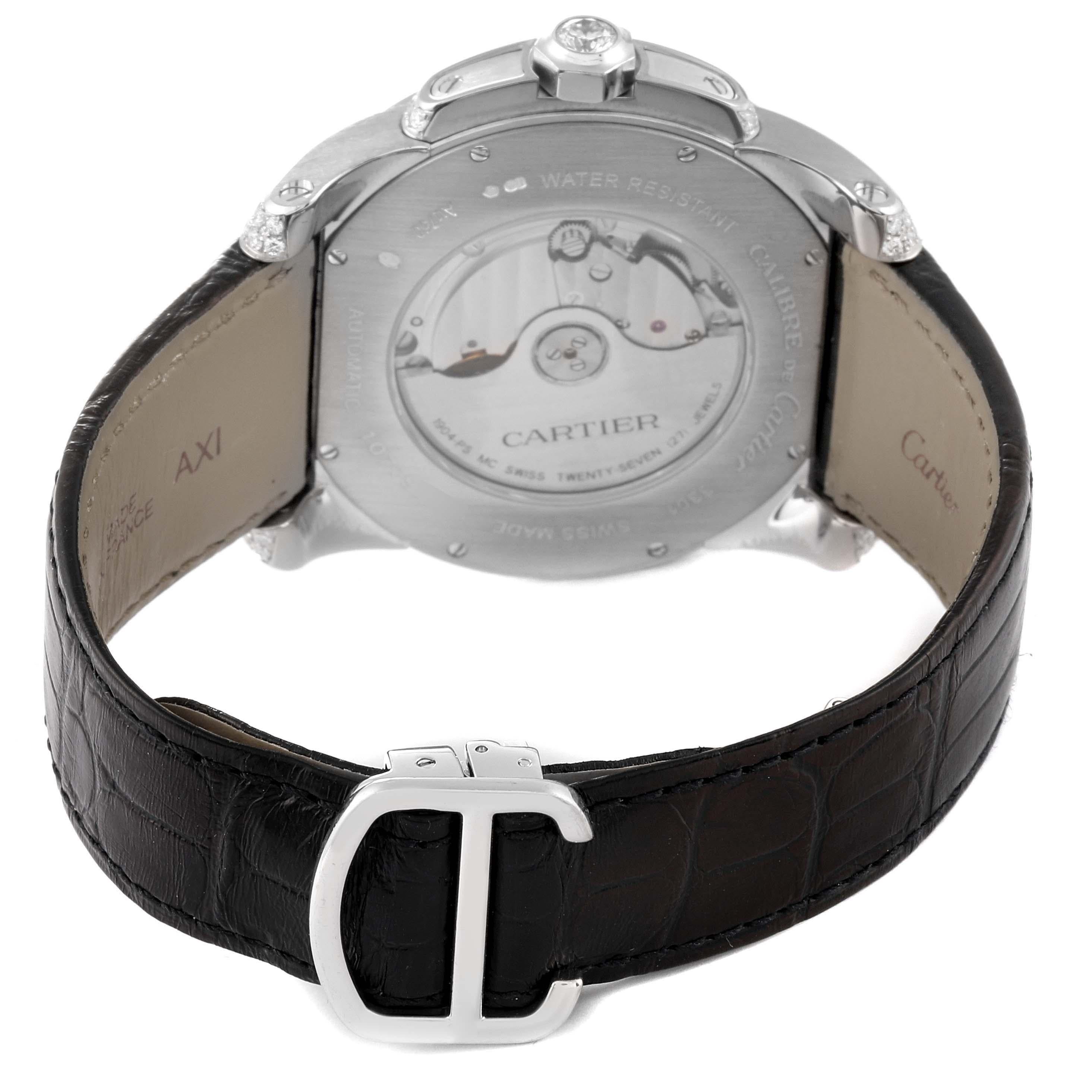 Cartier Calibre Silver Dial White Gold Diamond Mens Watch WF100007 Box Papers 3