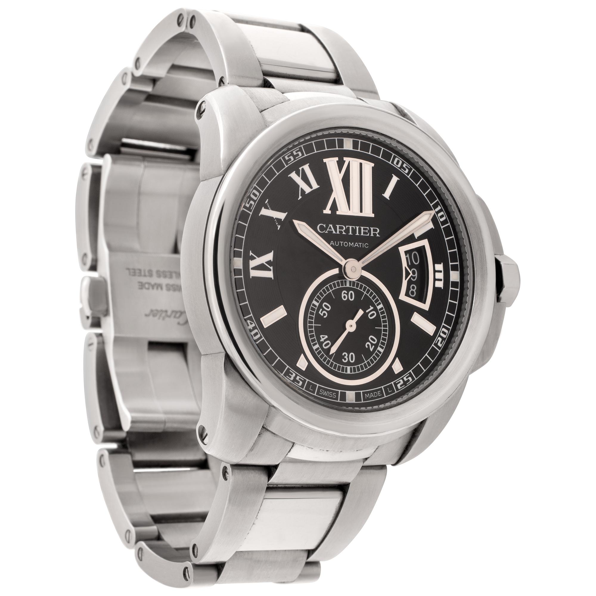 Orologio da polso automatico Cartier Calibre in Steele con secondi Ref W7100016 In condizioni ottime in vendita a Surfside, FL