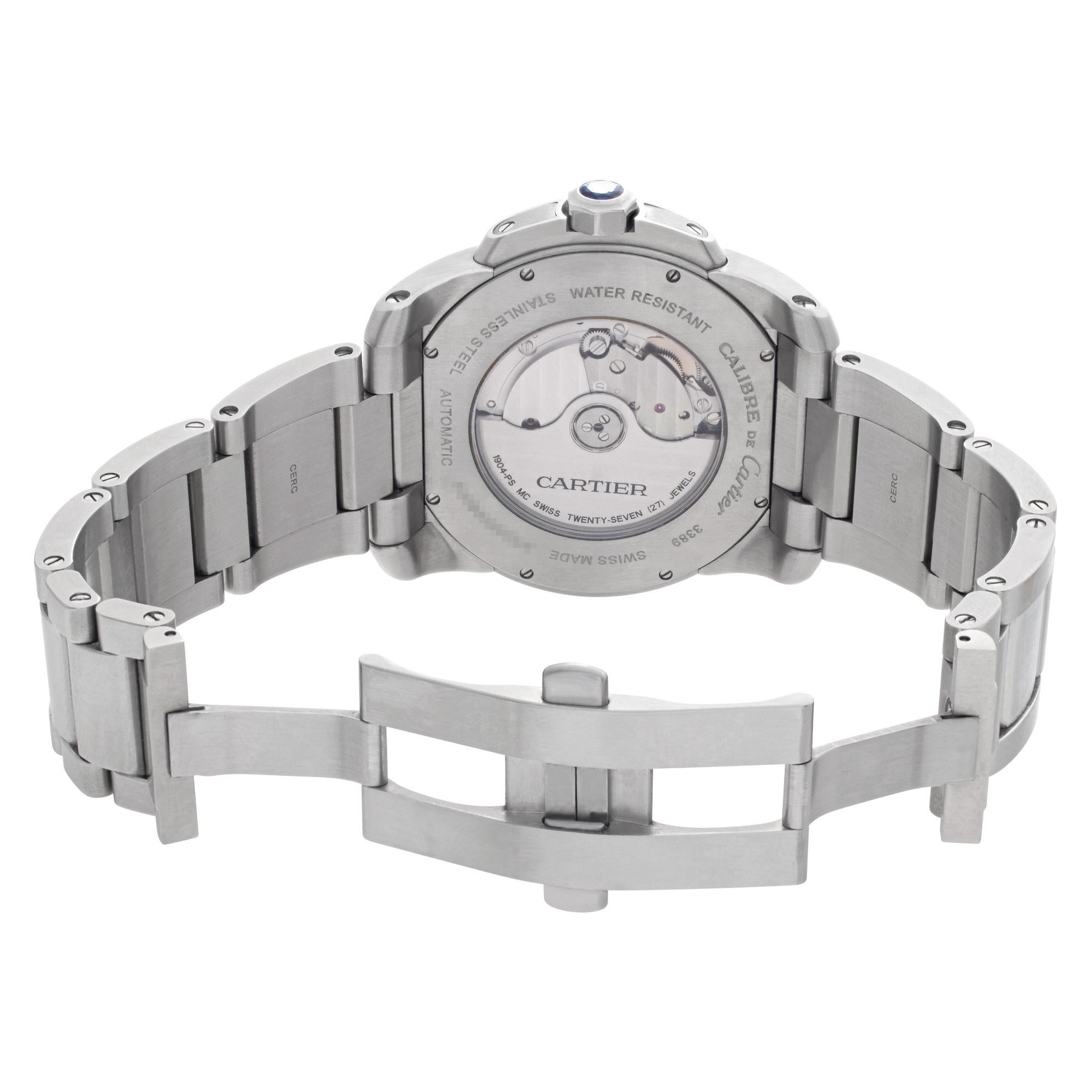 Women's or Men's Cartier Calibre Stainless Steel Black Dial Ref. W7100016, Automatic Watch For Sale