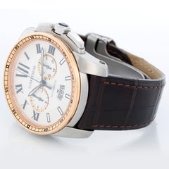 Cartier Calibre Stainless Steel & Rose Gold Men's Watch W7100043 3578