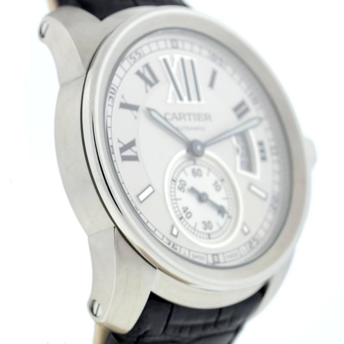 Cartier Stainless Steel Calibre Automatic Wristwatch In Good Condition In Boca Raton, FL