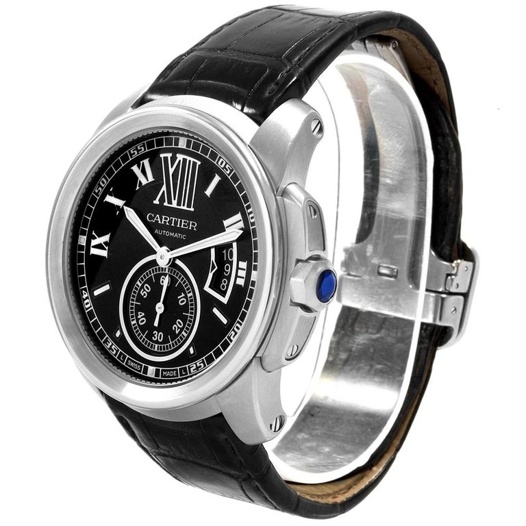 Cartier Calibre Steel Automatic Black Dial Men's Watch W7100014 For ...