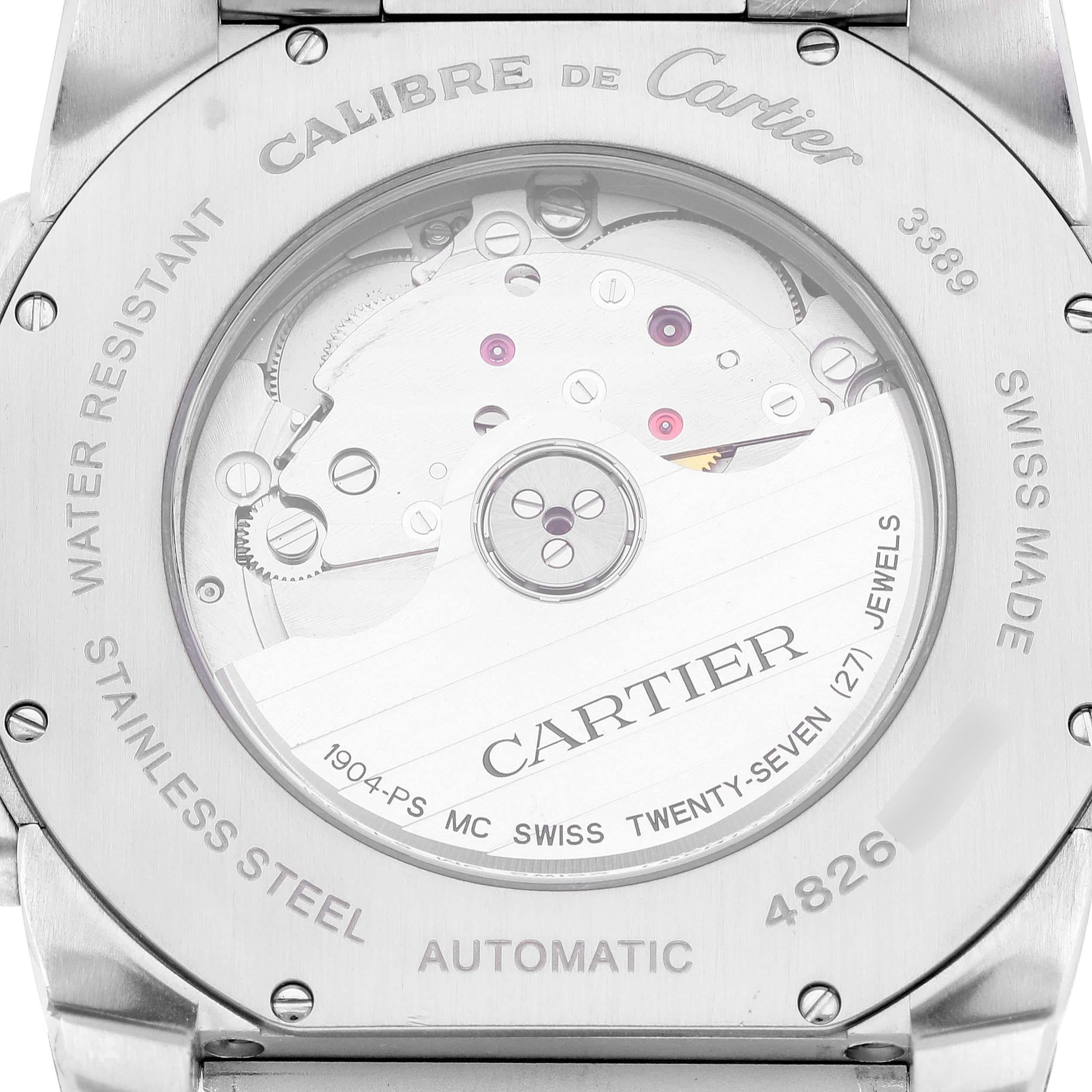 Cartier Calibre Steel Black Dial Mens Watch W7100016 Box Papers 1