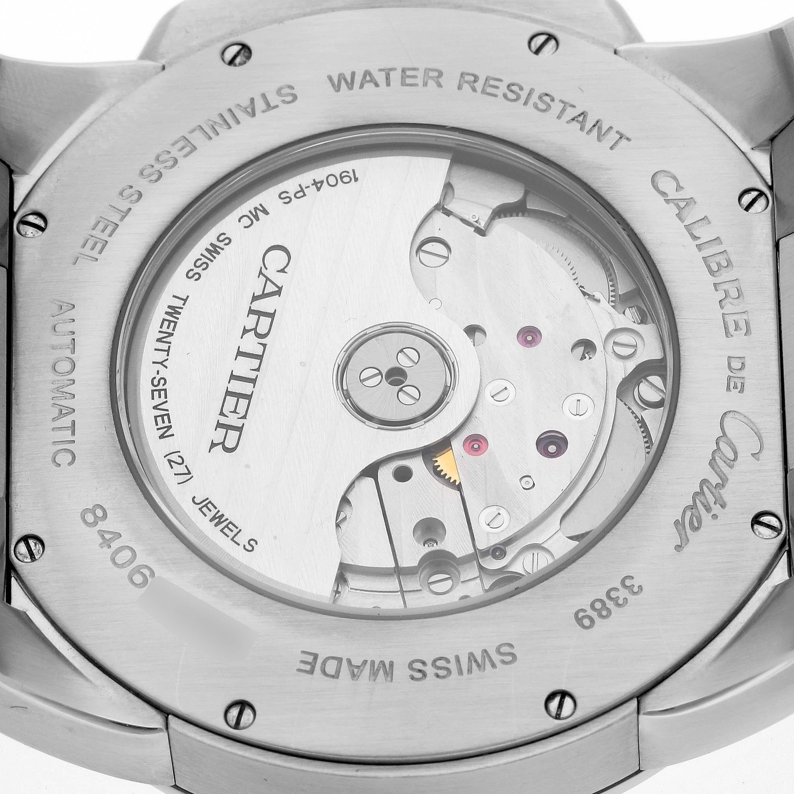 Cartier Calibre Steel Black Dial Mens Watch W7100016 For Sale 3