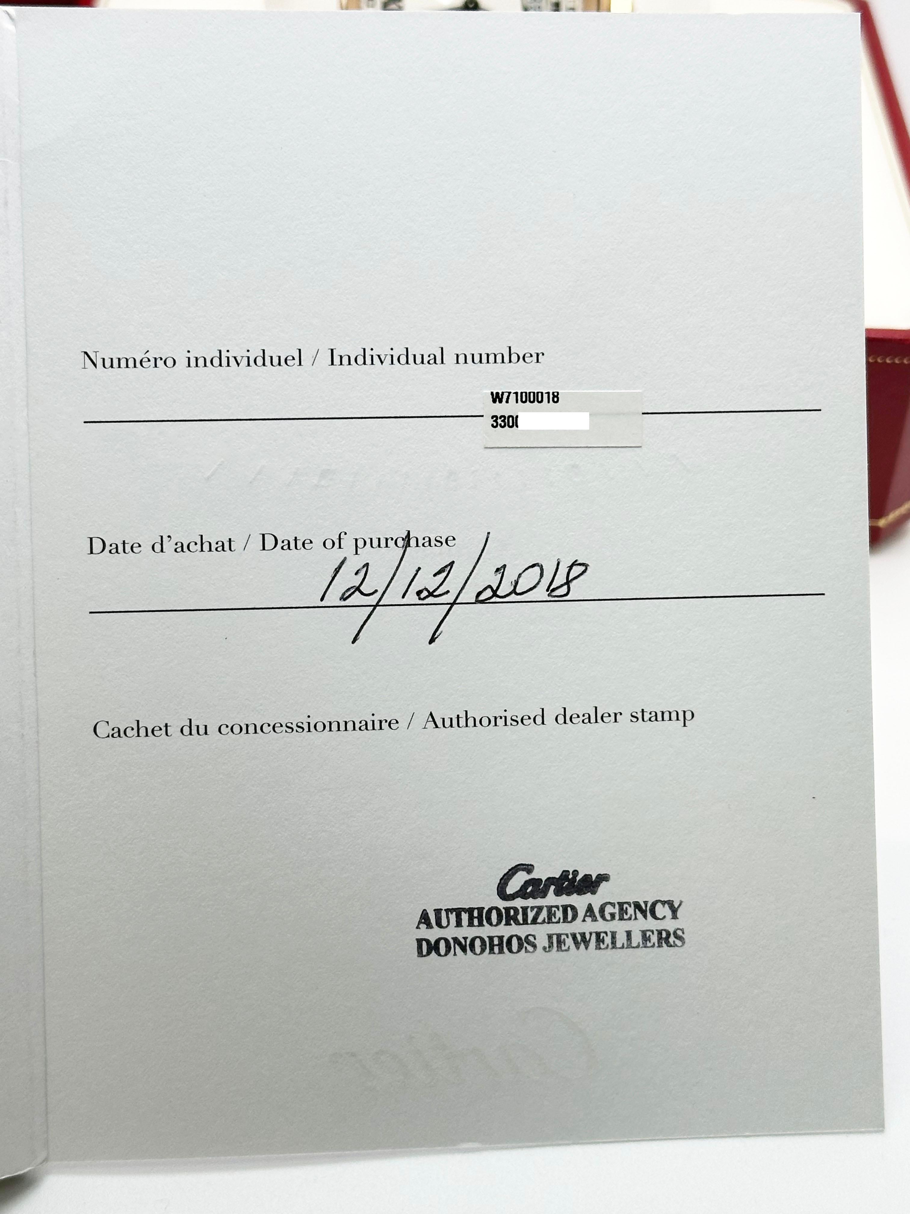 Cartier Calibro W7100018 42mm Ref 3300 18K Rose Gold Box Paper 2018 in vendita 1