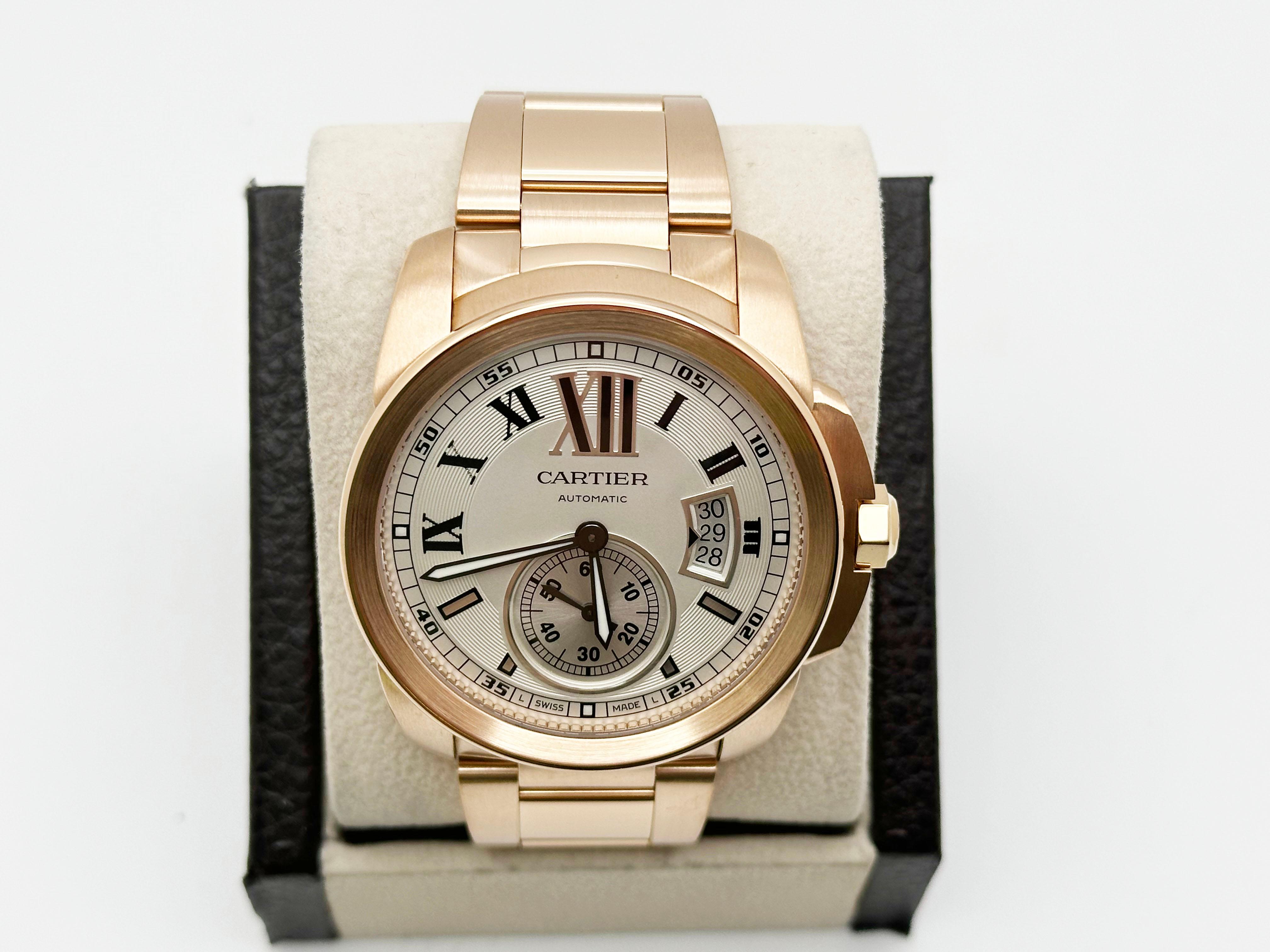 Cartier Calibro W7100018 42mm Ref 3300 18K Rose Gold Box Paper 2018 in vendita 2