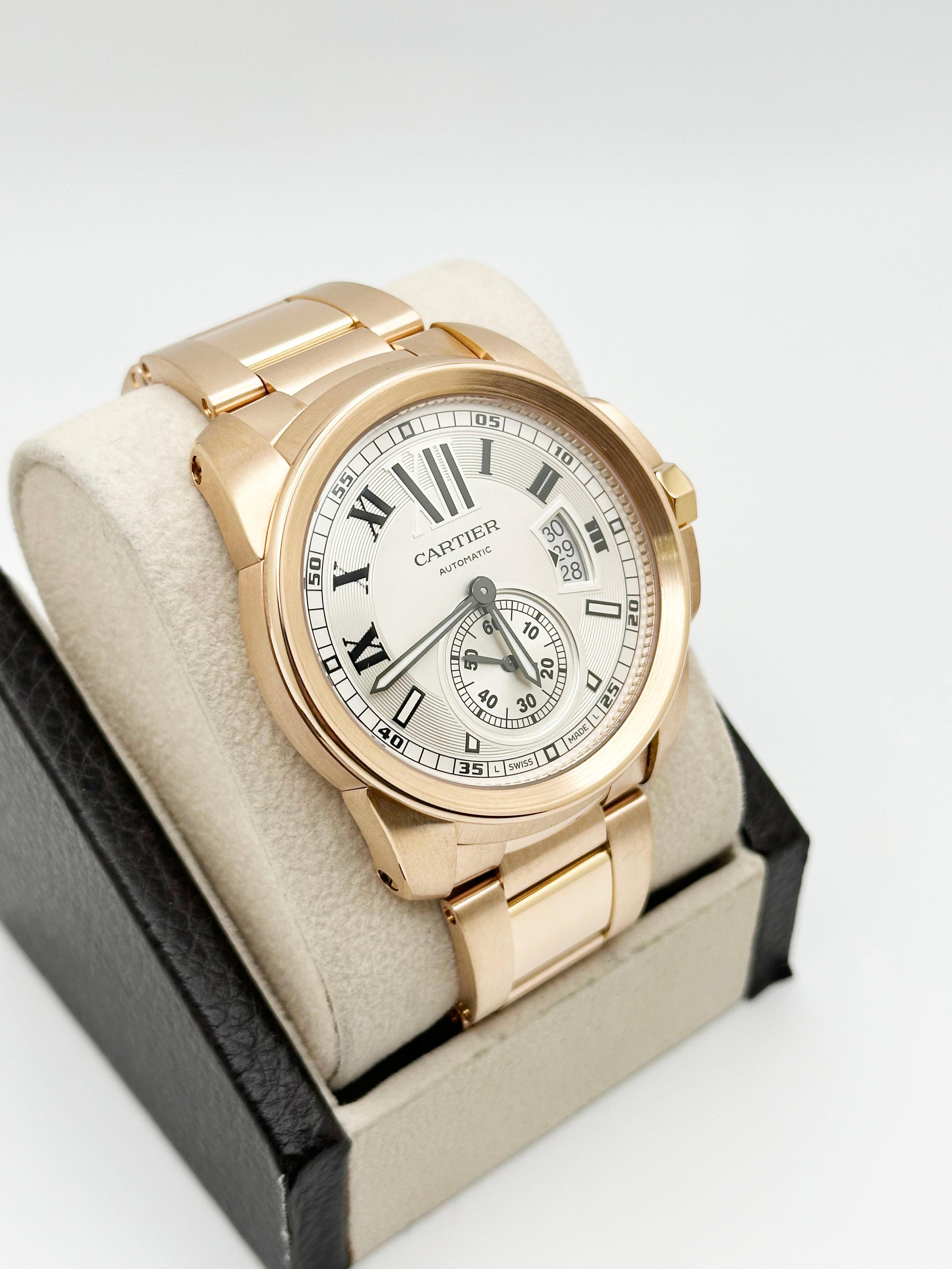 Cartier Calibro W7100018 42mm Ref 3300 18K Rose Gold Box Paper 2018 in vendita 3