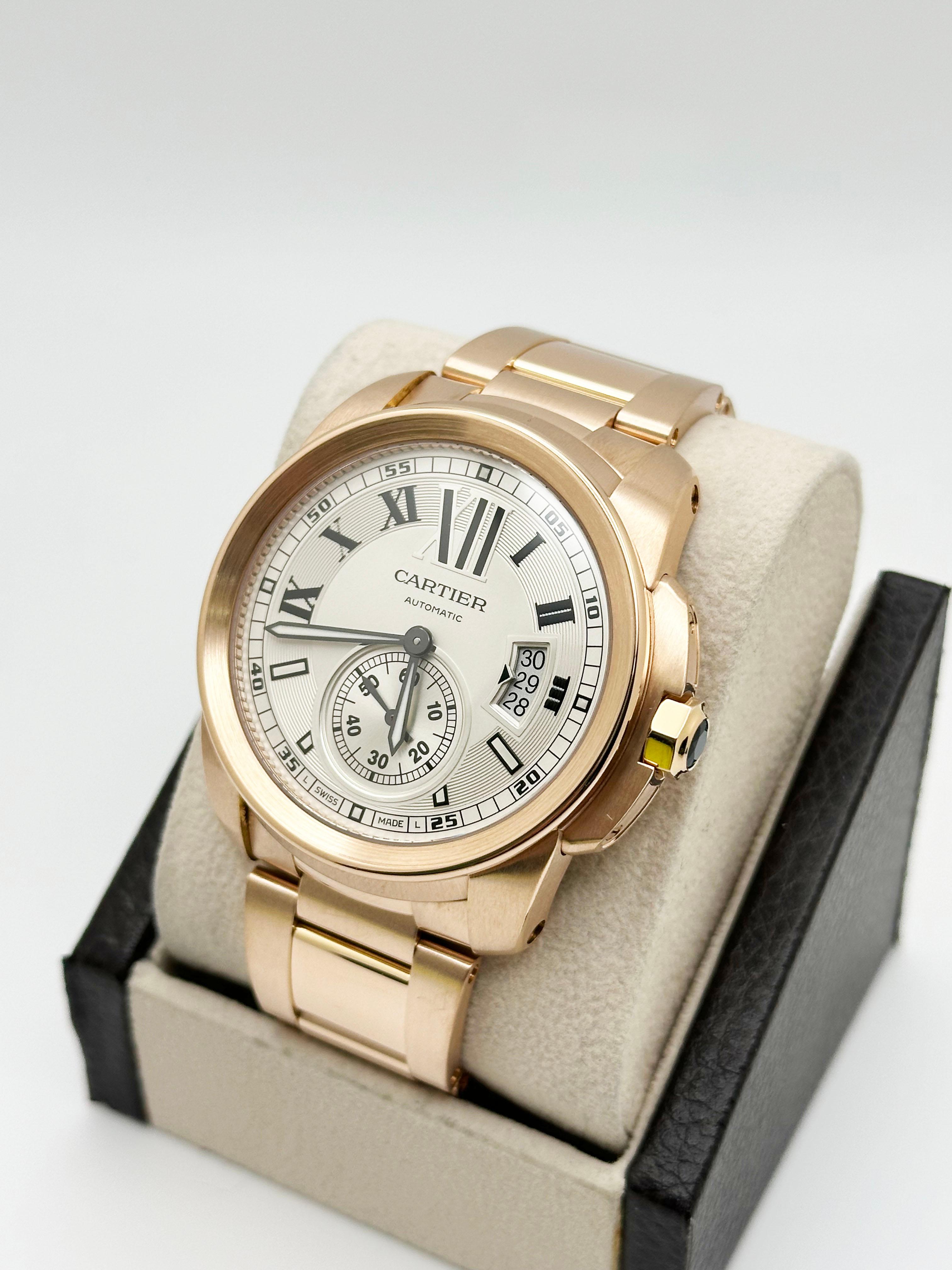 Cartier Calibro W7100018 42mm Ref 3300 18K Rose Gold Box Paper 2018 in vendita 4