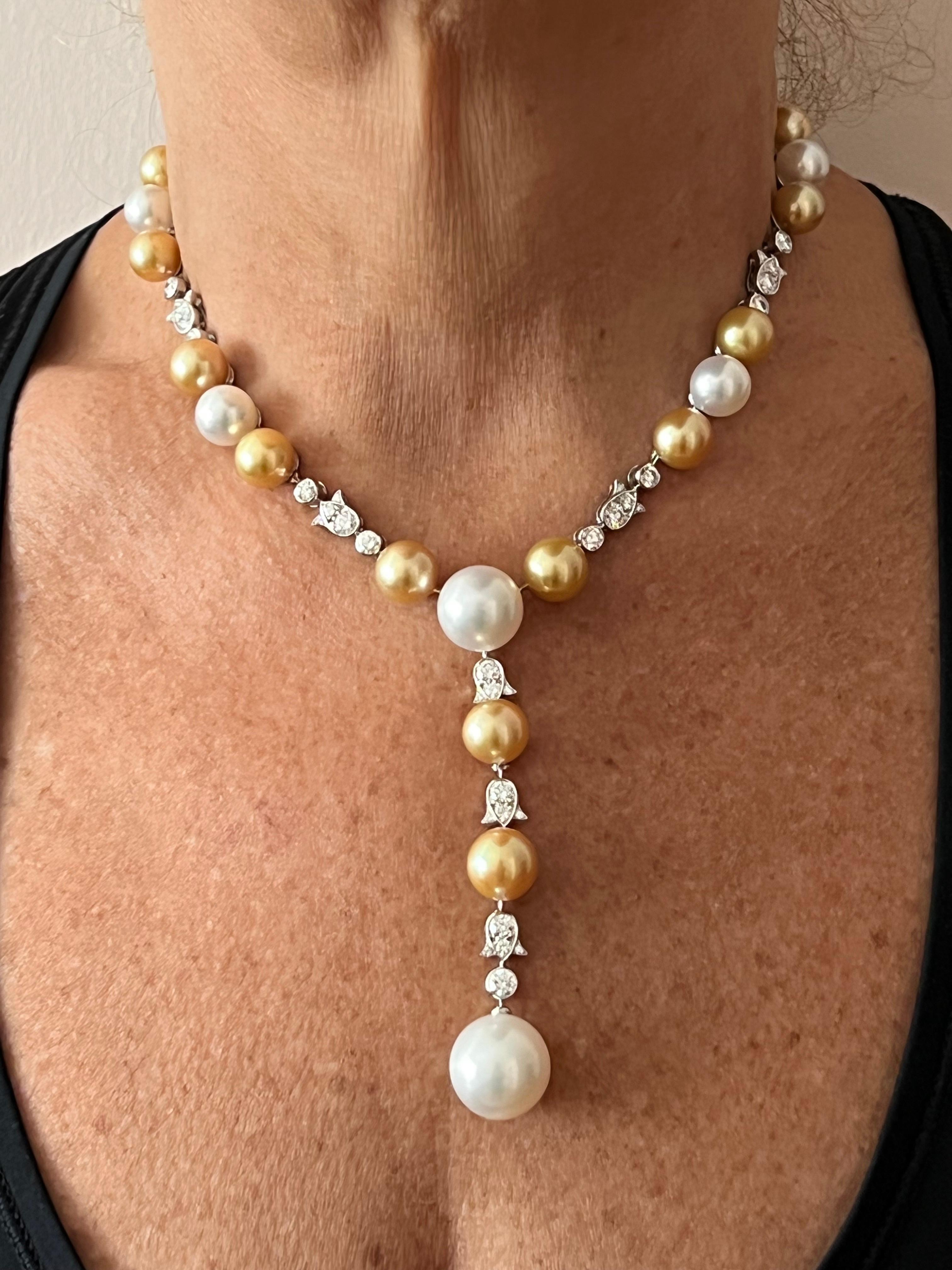 Cartier Halskette aus Platin mit Calin-Diamant-Tahiti- und Südsee-Perlen im Angebot 5