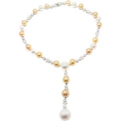 Cartier Calin Diamond Tahitian and South Sea Platinum Pearl Necklace