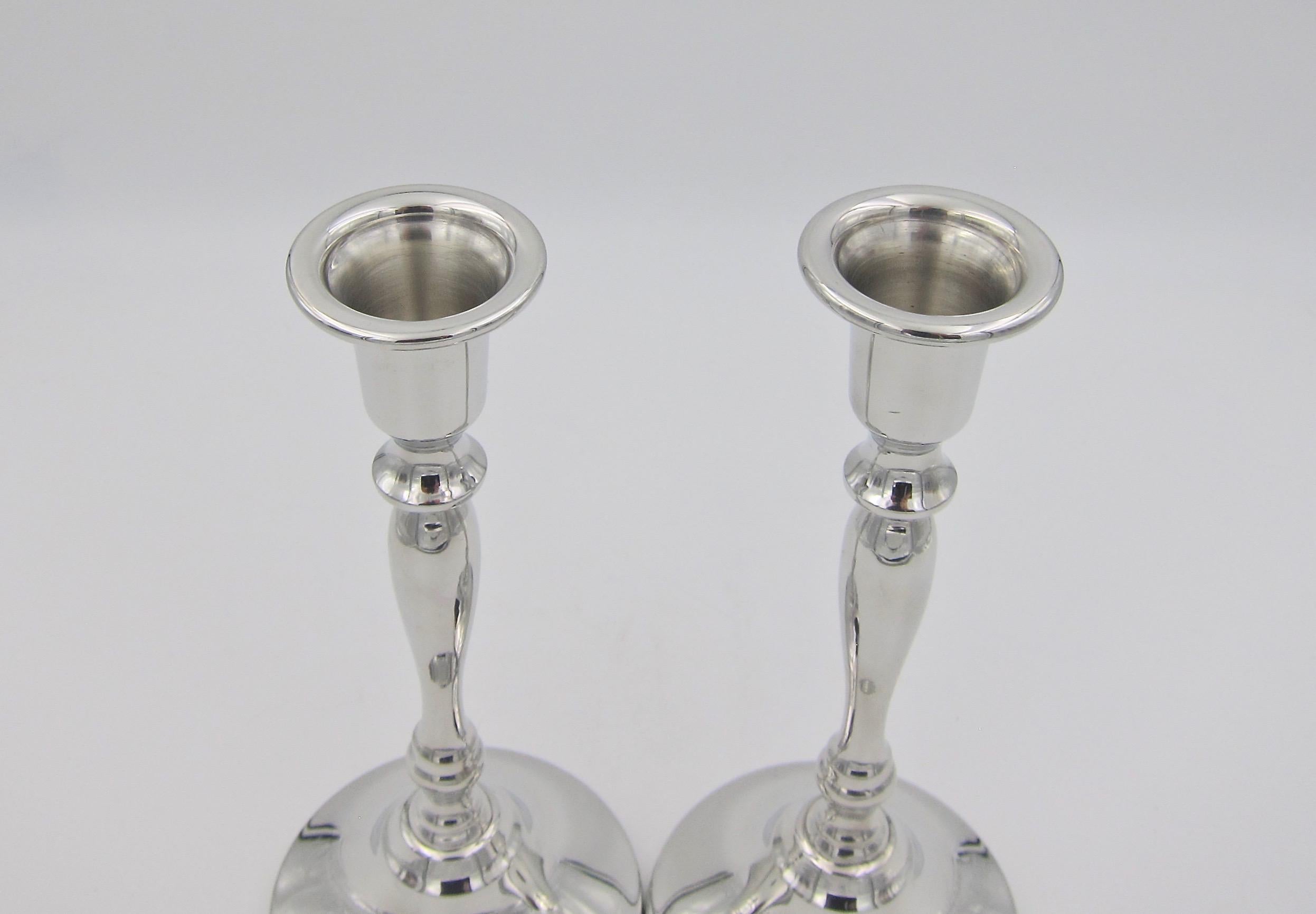 French Cartier Candlesticks in Polished Pewter, Set of Two