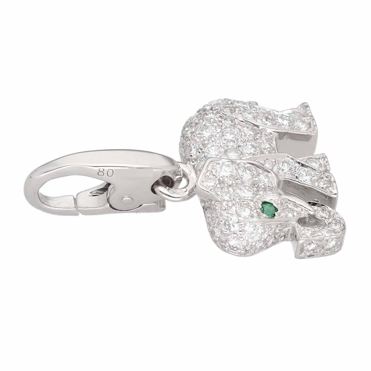 Pendentif éléphant en or blanc 750 18 carats avec émeraude et diamant Cartier Candy Charm in 750 18 carats Bon état - En vente à Tokyo, JP
