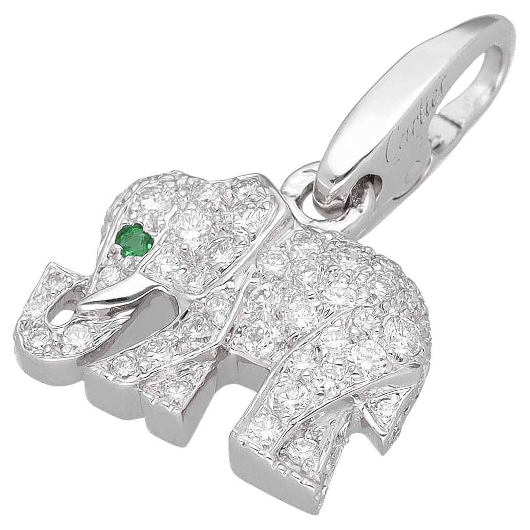 Cartier Candy Charm in 750 18K White Gold with Emerald Diamond elephant pendant