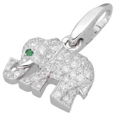 Cartier Candy Charm in 750 18K White Gold with Emerald Diamond elephant pendant