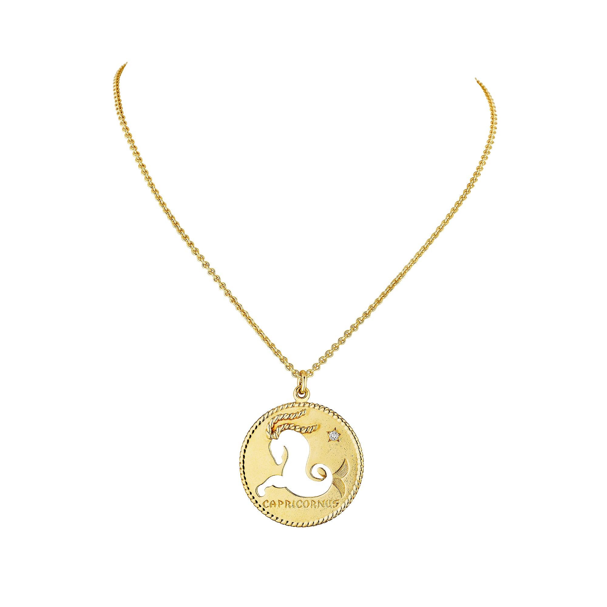 Colgante de oro con diamantes modernistas del zodíaco Capricornio de Cartier Modernista en venta