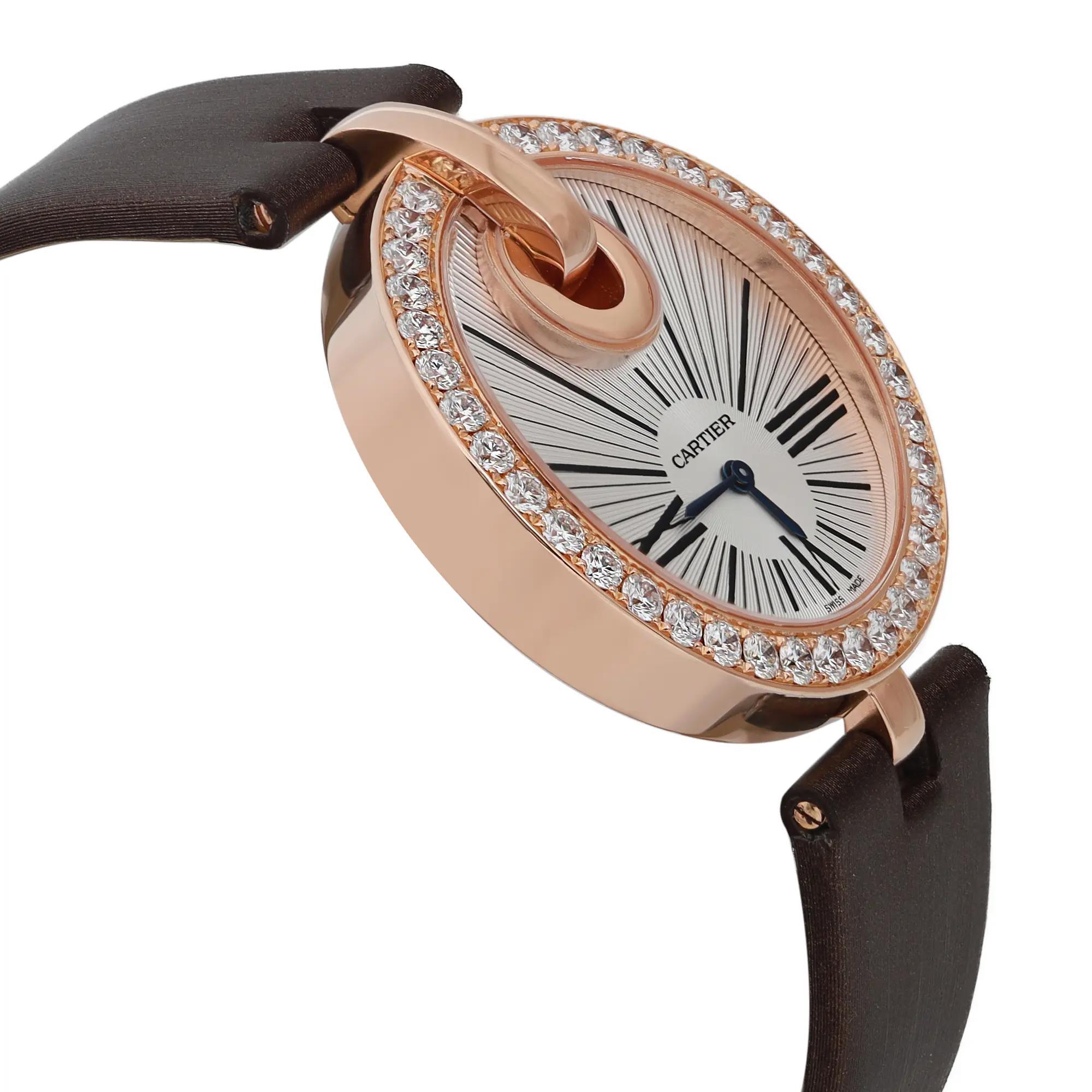 Women's Cartier Captive 18k Rose Gold Diamond Silver Dial Ladies Quartz Watch WG600011