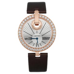 Cartier Captive Montre à quartz pour femmes en or rose 18 carats avec cadran en argent et diamants WG600011