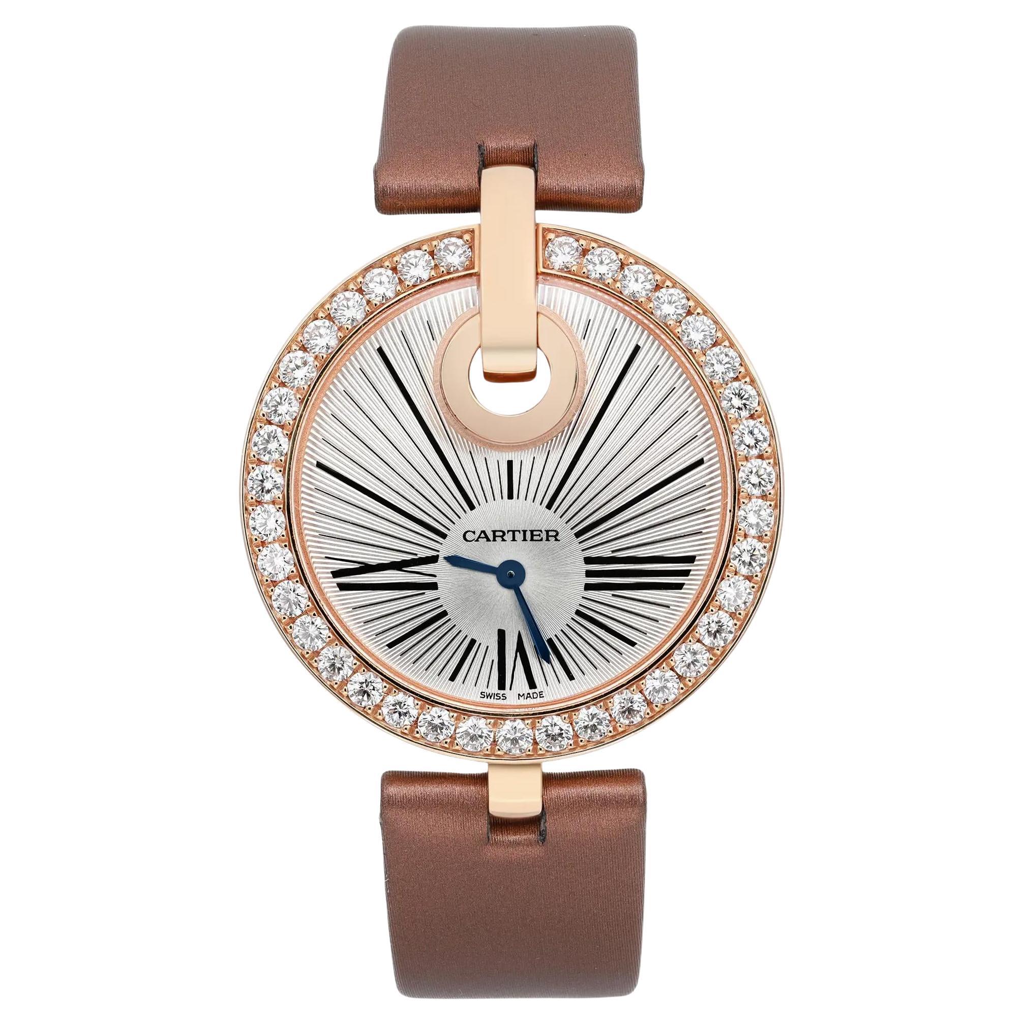 Cartier Captive 18k Rose Gold Diamond Silver Dial Ladies Quartz Watch WG600011