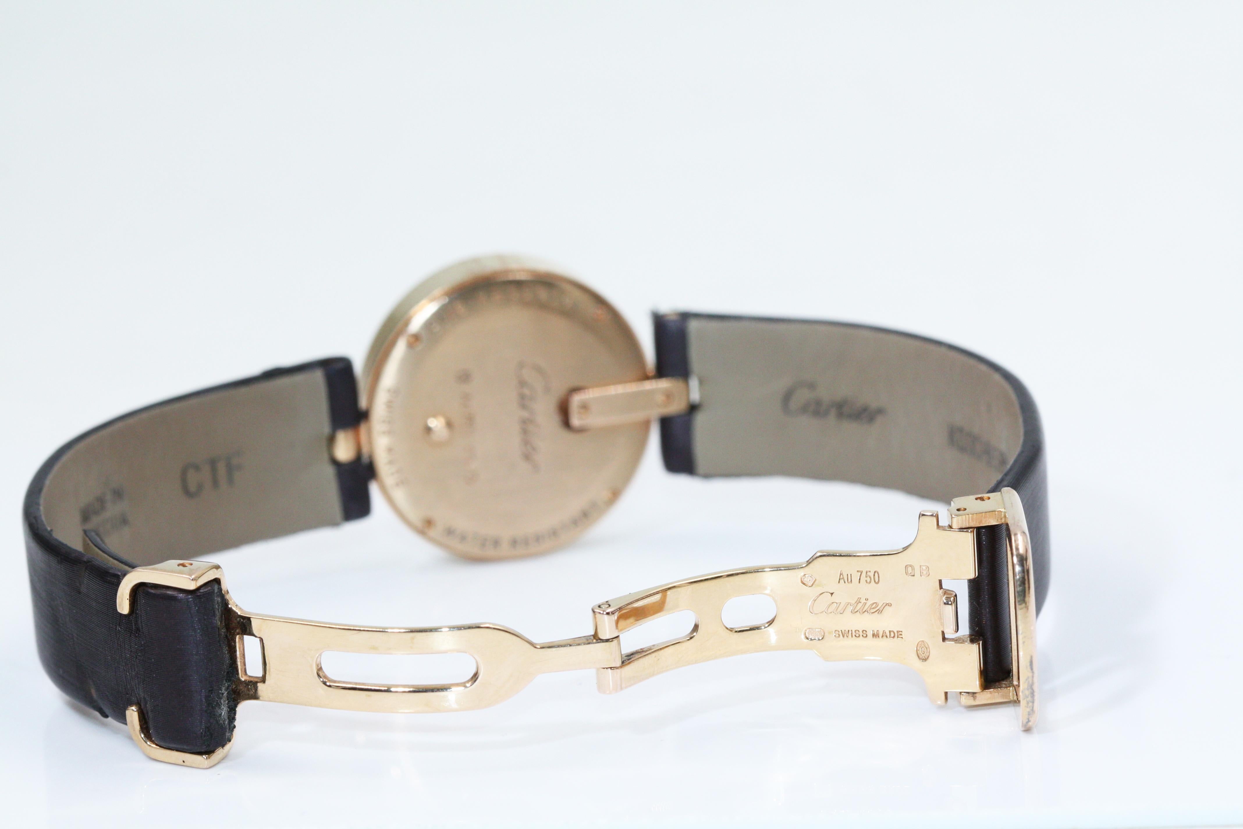 Cartier Captive Silver Dial Brown Satin Strap Diamond Ladies Watch In Good Condition In New York, NY